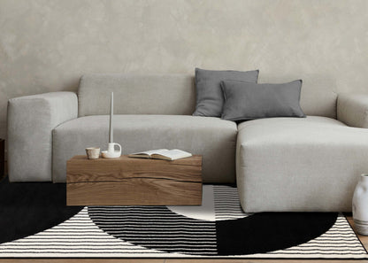 Carpette contrastante moderne Forte noire et blanche à motif de rayures - 5 pi 3 po x 7 pi 5 po