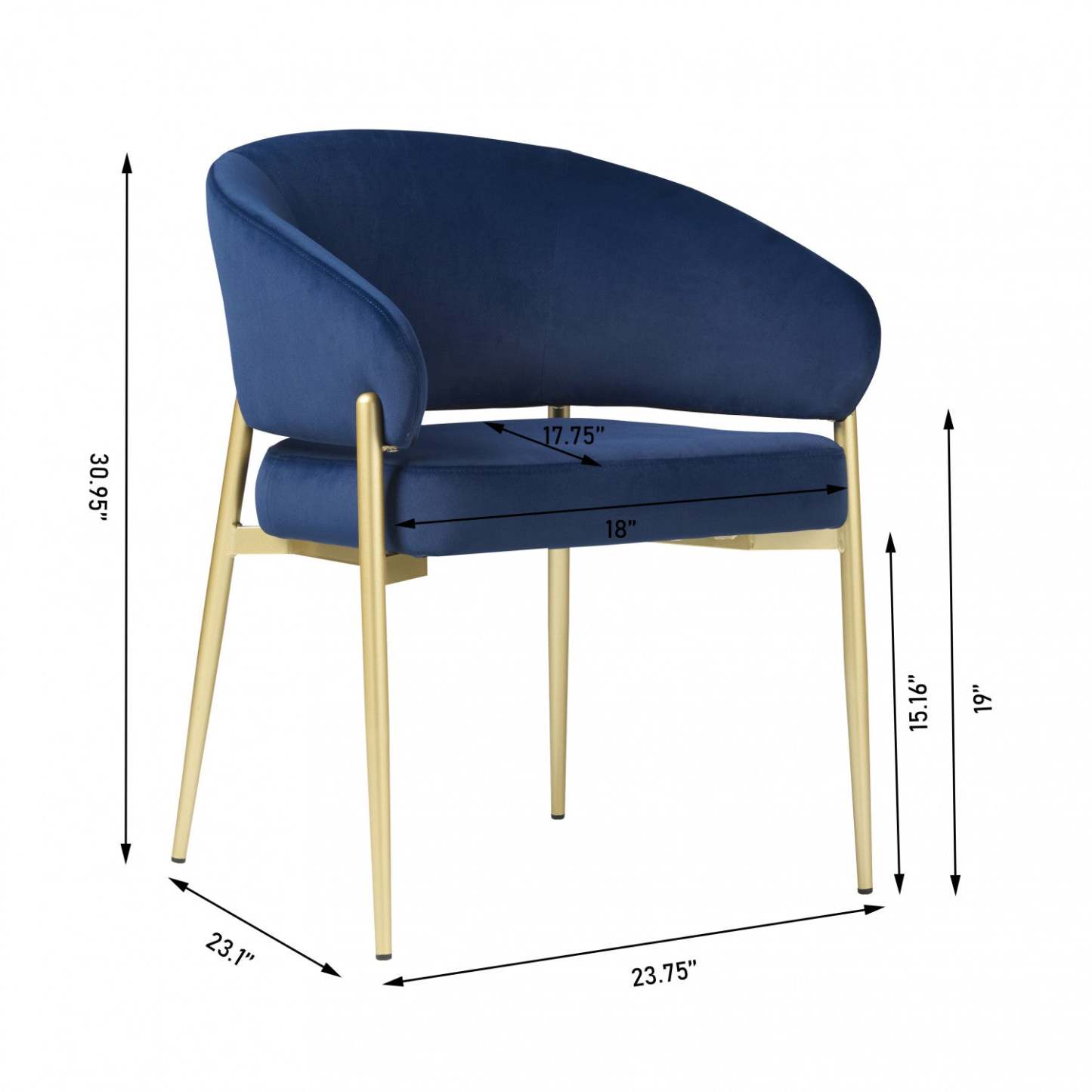 Jessie Chaises De Salle À Manger Modernes, Lot De 2, Chaises Latérales Tapissées En Tissu Avec Structure Métallique, Bleu
