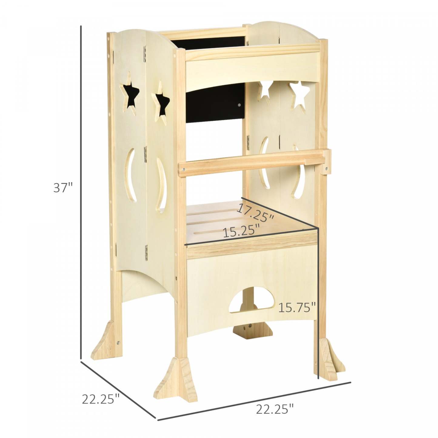 Qaba Marchepied Pliable Pour Tout-petit Tabouret De Cuisine Avec Tableau Noir Main Courante Verrouillable