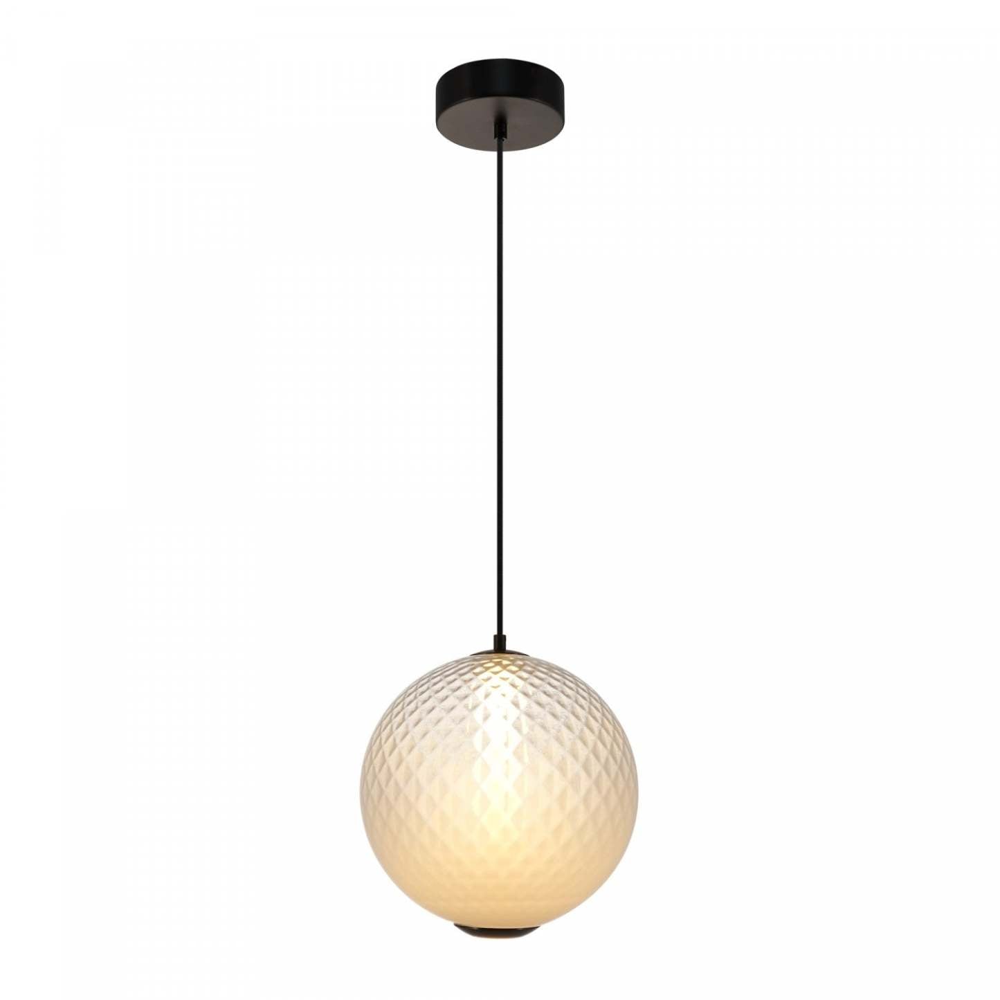 Suspension LED intégrée Celeste 12, blanche avec lampe en verrerie diamant | Suspension A Del Integrees Celeste De 12 po, Blanche Avec Verre Diamante