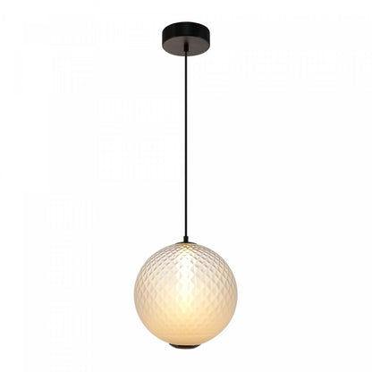 Suspension LED intégrée Celeste 12, blanche avec lampe en verrerie diamant | Suspension A Del Integrees Celeste De 12 po, Blanche Avec Verre Diamante