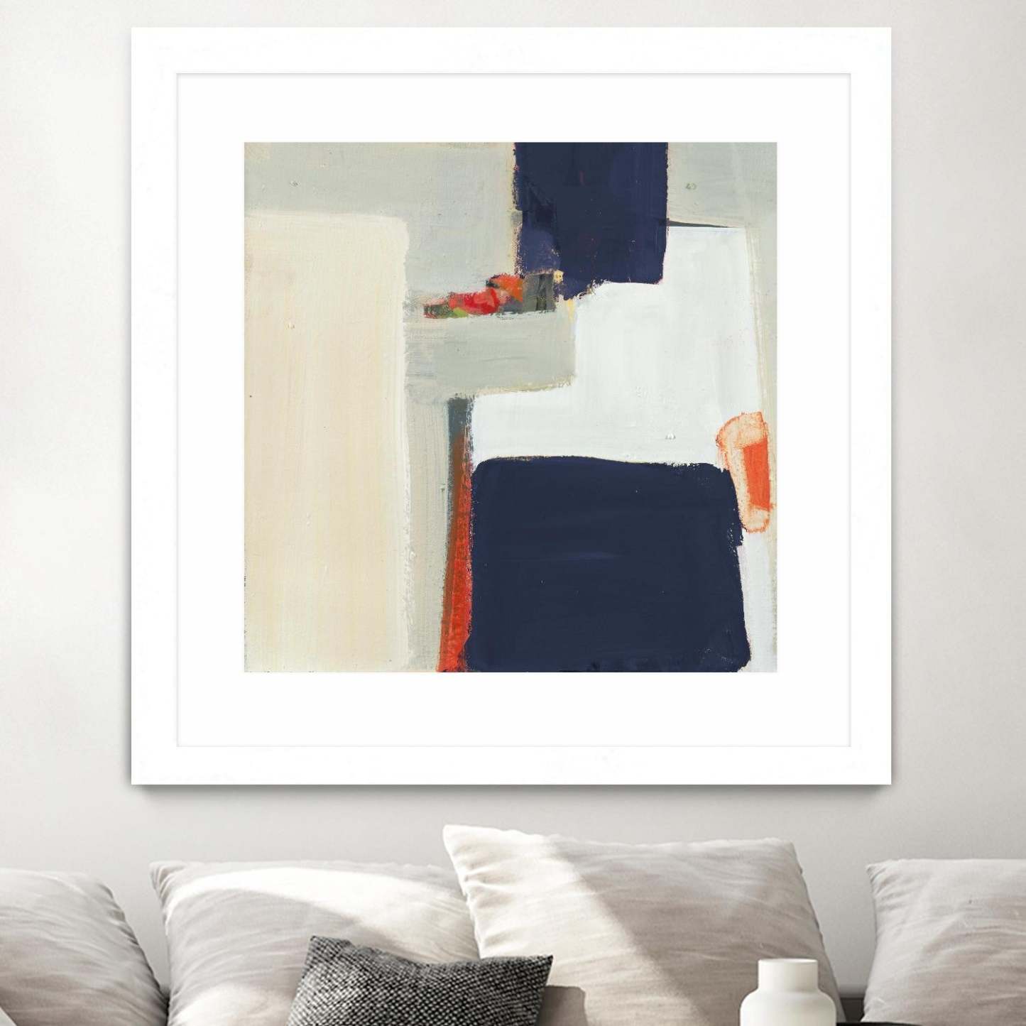Bay Bridge V1 Matted and Framed White 36x36 Wall Art|Œuvre d’art murale encadrée blanche et mate « Bay Bridge V1 » 36 x 36