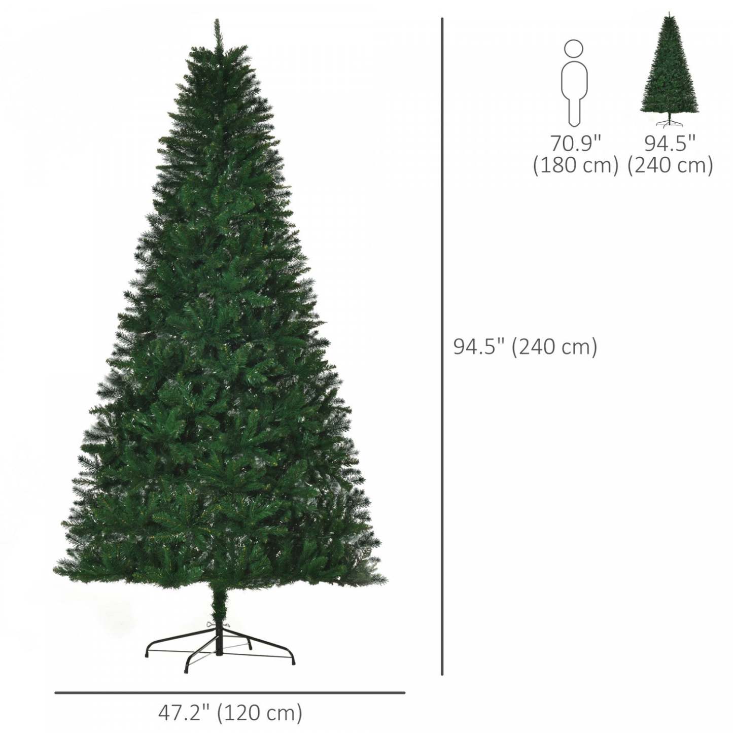Homcom Arbre De Noël Artificiel De 8 Pieds Avec 1499 Branches