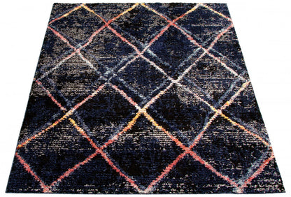 Tapis abstrait bleu marine Makondo - 6'7 x 9'6|Carpette Makondo abstrait bleu marin - 6 pi 7 pox 9 pi 6 po| D28IL4RE