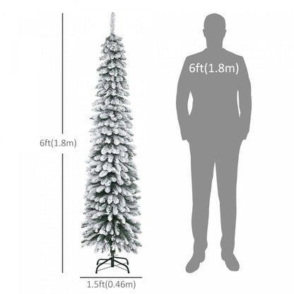Homcom 6' Arbre de Noël Artificiel avec Branches Réalistes Vert | Homcom Arbre de Noël Artificiel Floconné de Neige de 6ft