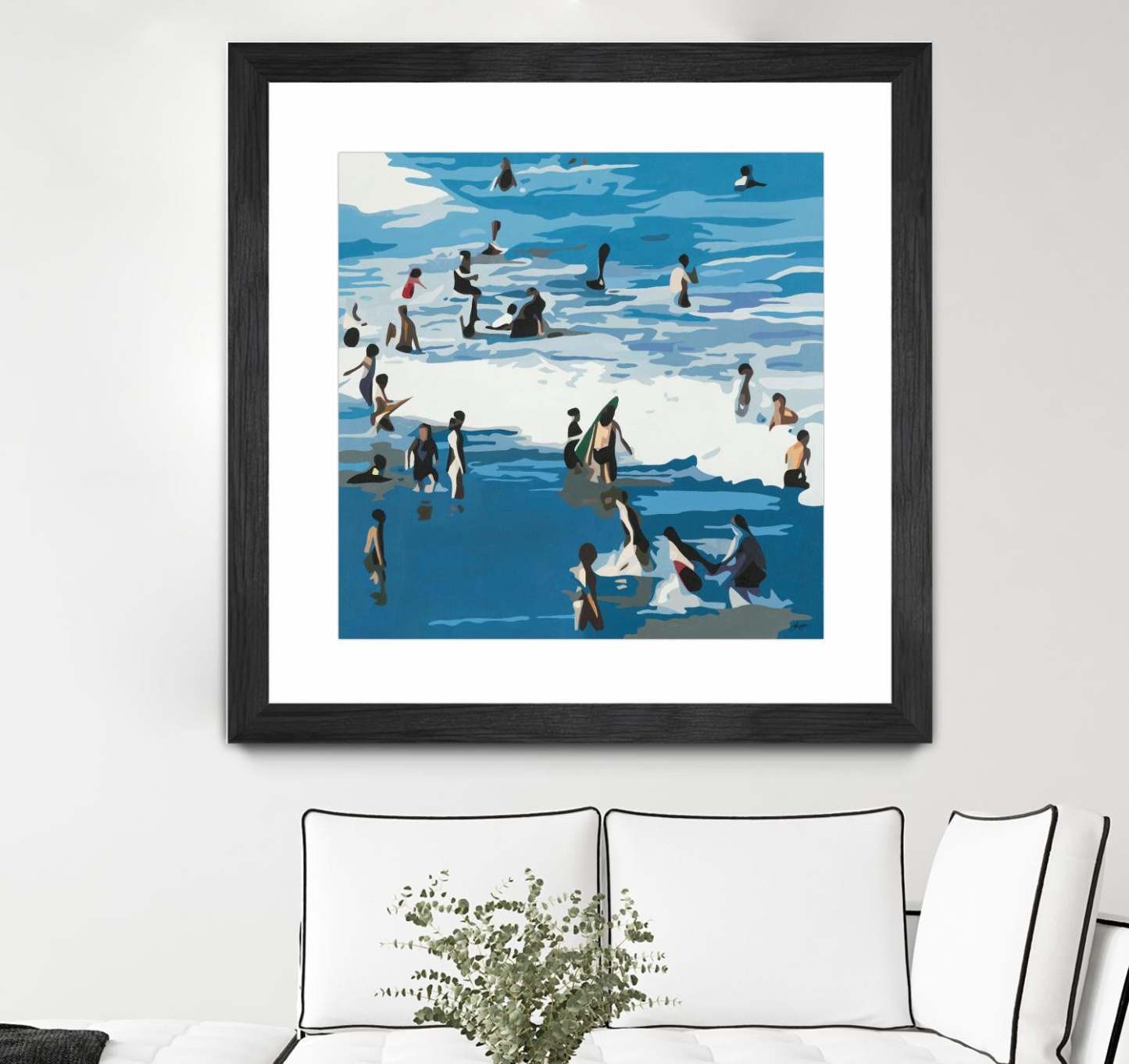 Surf's Up Matted and Framed Black 30x30 Wall Art|Œuvre d'art murale encadrée noire et mate « Surf's Up » 30 x 30