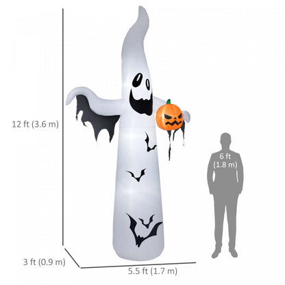 Homcom Fantôme d'Halloween Gonflable de 12pi avec Citrouille, Affichage LED