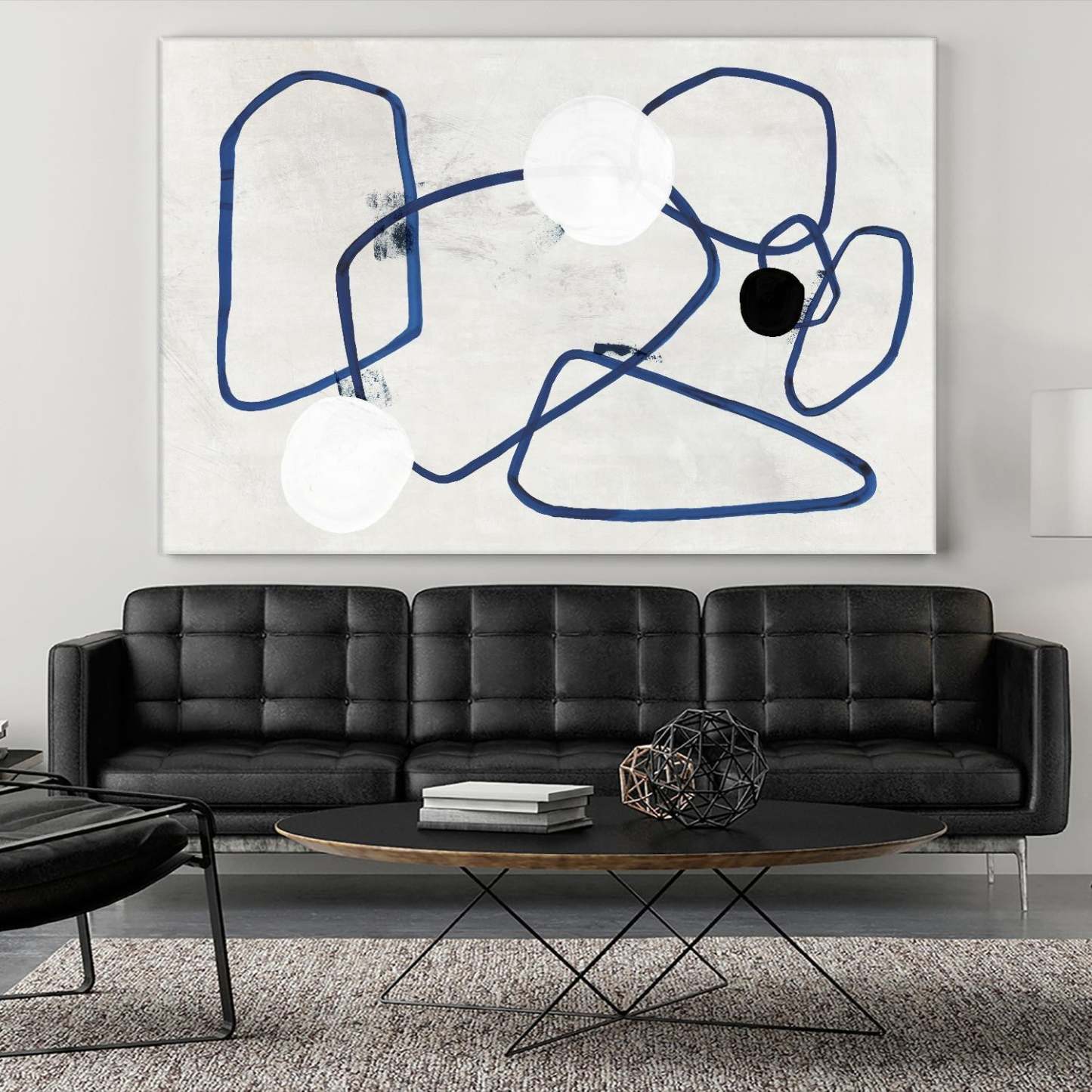 Œuvre d'art murale géante « Midblue II » 72 x 48