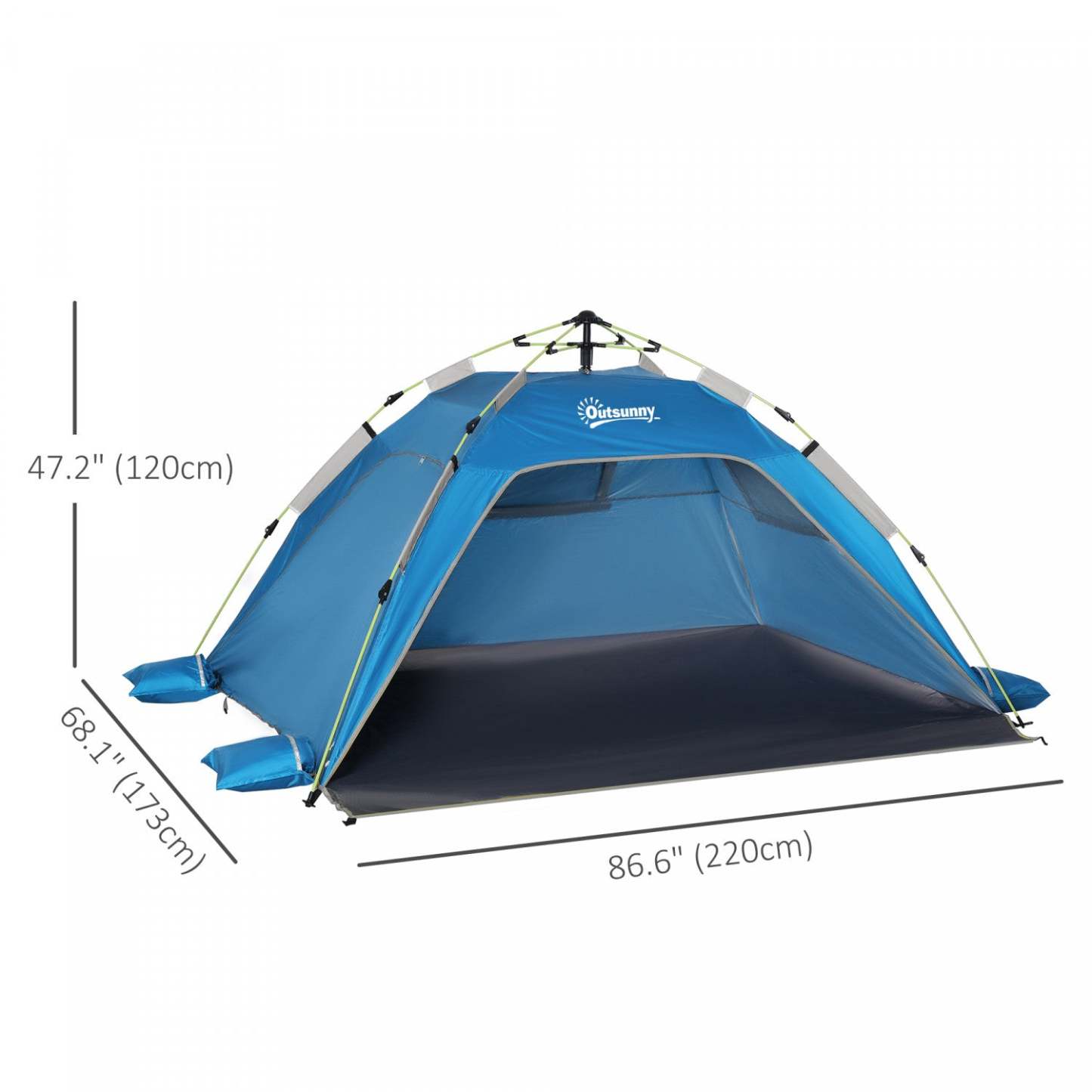 Outsunny 1-2 Personne Pop Up Tente, Abri De Soleil Exterieur, Bleu Ciel