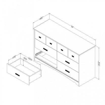 Commode à 6 tiroirs Tiara - Blanc pur | Tiara Bureau 6 Tiroirs - Blanc solide | D83GJKB2