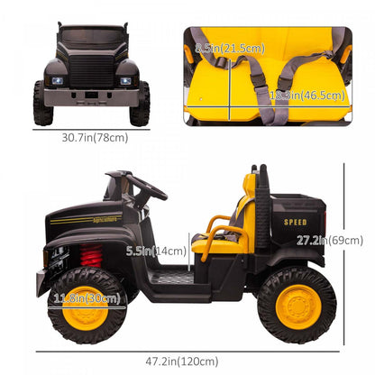 Aosom Tracteur À Deux Places Pour Enfants Avec Godet Détachable, 12v Alimenté Par Batterie, Camion De Ferme À Conduite Avec P|Aosom Tracteur À Deux Places Pour Enfants Avec Godet Détachable, 12v Avec Controle Parental, 2 Vites