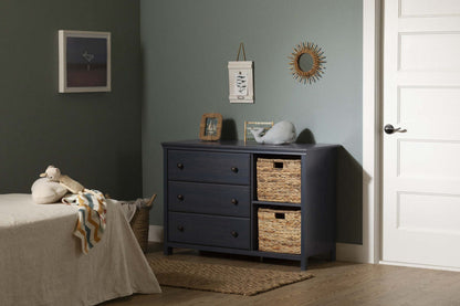 Cotton Candy 3-drawer Dresser With Storage Baskets - Blueberry | Cotton Candy Commode 3 Tiroirs Avec Paniers De Rangement - Myrtille