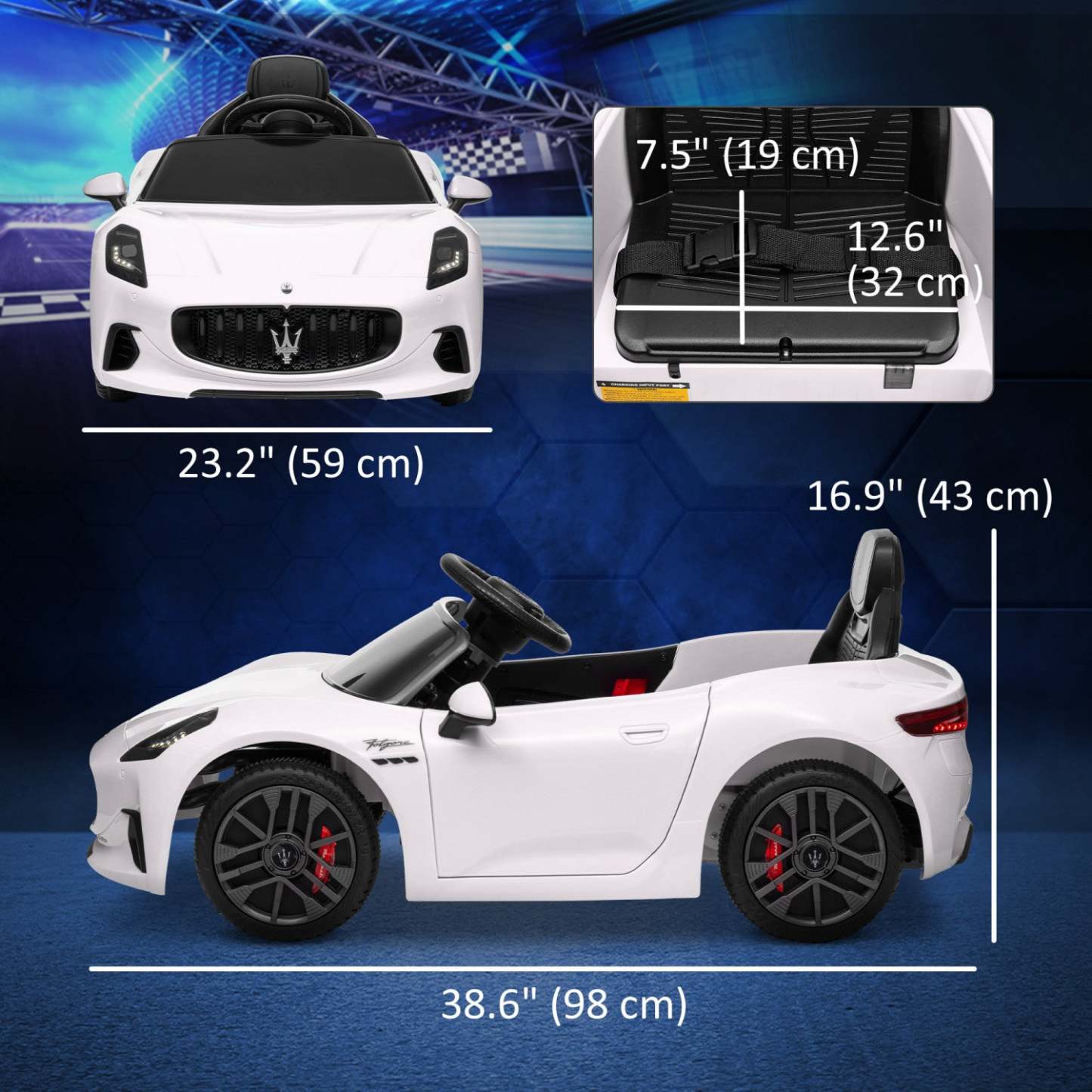 Qaba Voiture Électrique 12v Pour Enfant, Maserati Gran Turismo Sous Licence, Voiture Pour Enfants Al
