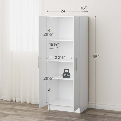 Armoire de rangement profonde Elite avec tablettes fixes et réglables - Blanc|Armoire profonde de rangement Elite avec tablettes fixes et réglables - blanche
