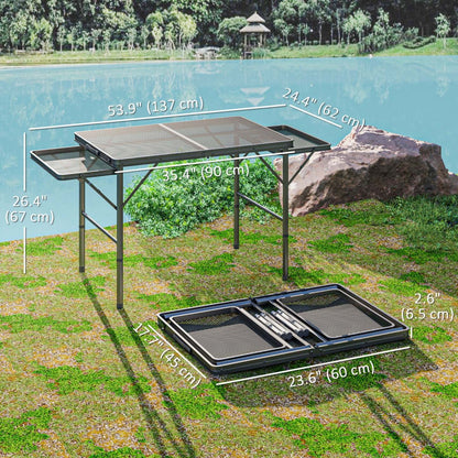 Table de grill pliable Outsunny de 4,5 pieds, table de camping réglable en hauteur