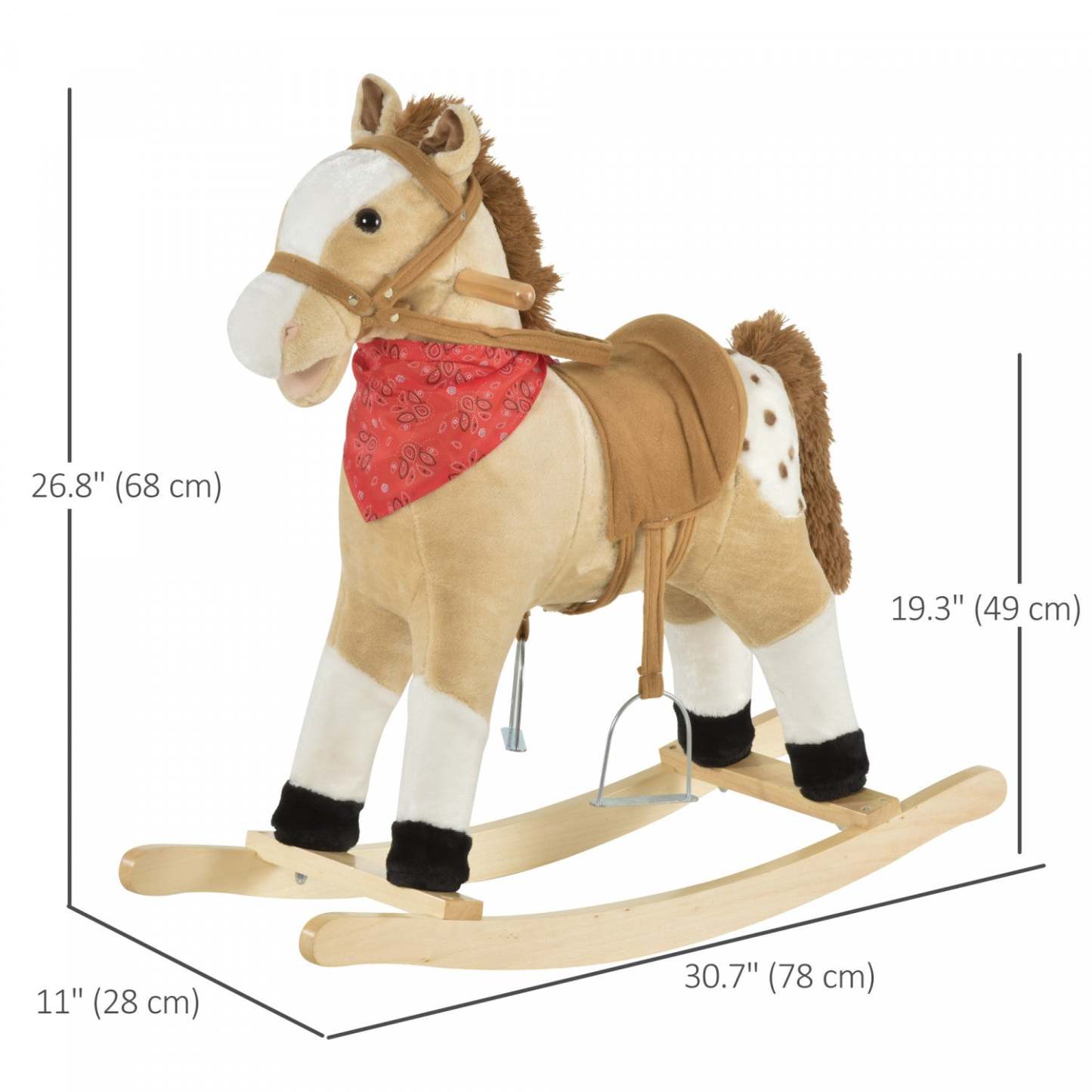 Qaba Kids Peluche Cheval À Bascule Jouet Cowboy Rocker Avec Sons Réalistes Amusants Pour Enfant 3-6 Ans|Qaba Kids Peluche Cheval À Bascule Jouet Cowboy Rocker Avec Sons Réalistes Amusants Pour Enfant 3-8