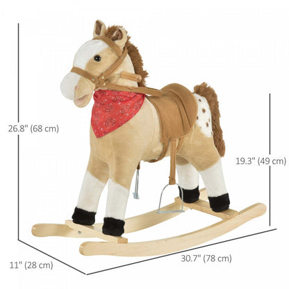Qaba Kids Peluche Cheval À Bascule Jouet Cowboy Rocker Avec Sons Réalistes Amusants Pour Enfant 3-6 Ans|Qaba Kids Peluche Cheval À Bascule Jouet Cowboy Rocker Avec Sons Réalistes Amusants Pour Enfant 3-8