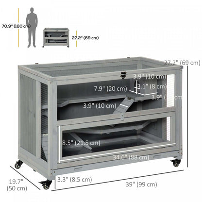 Pawhut Cage Pour Hamster à 3 Niveaux, Habitat Pour Petit Animal En Bois Avec Échelles, Cabanes, Roues, Tiroir|Pawhut Cage En Bois Extra Large Pour Hamster Et Aire De Jeux Avec 3 Échelles Et 2 Cabanes, Cage Pour