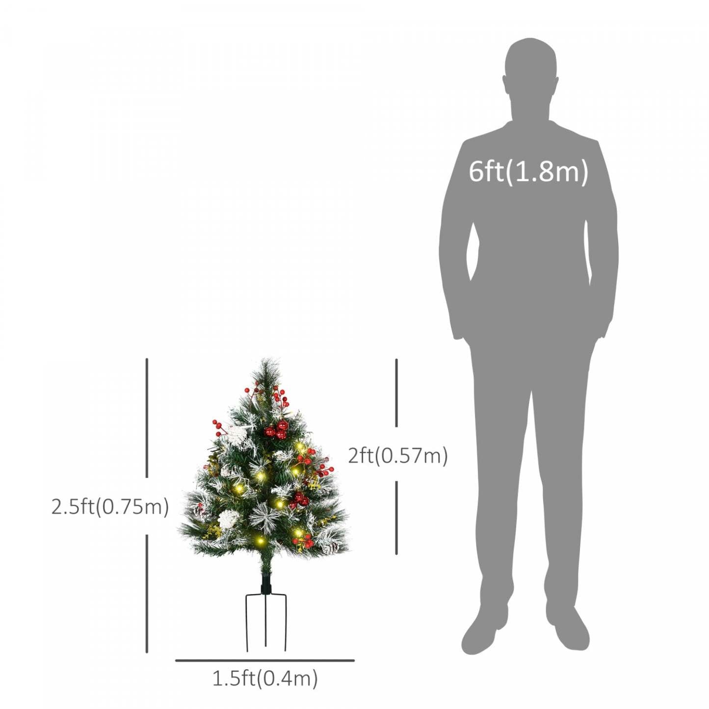 Homcom 2-pack 2 pi. Arbres de Noël artificiels pré-éclairés pour l'extérieur|Homcom Paquet De 2 Sapins De Noël Artificiels Pré-illuminés
