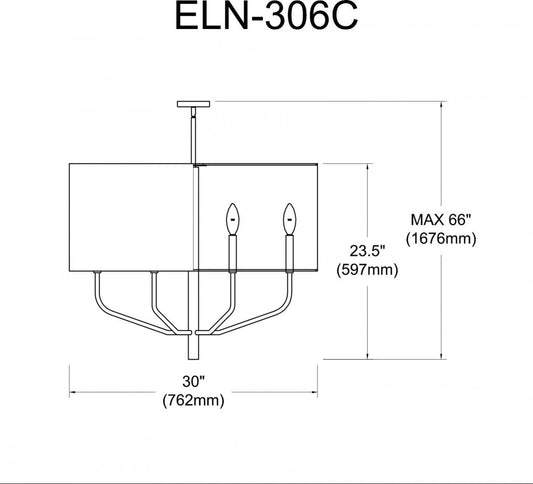 Dainolite Eleanor 6 Light Pendant Matte Black White Shade Lamp|Luminaire suspendu Eleanor de Dainolite avec abat-jour blanc, fini noir mat et 6 ampoules
