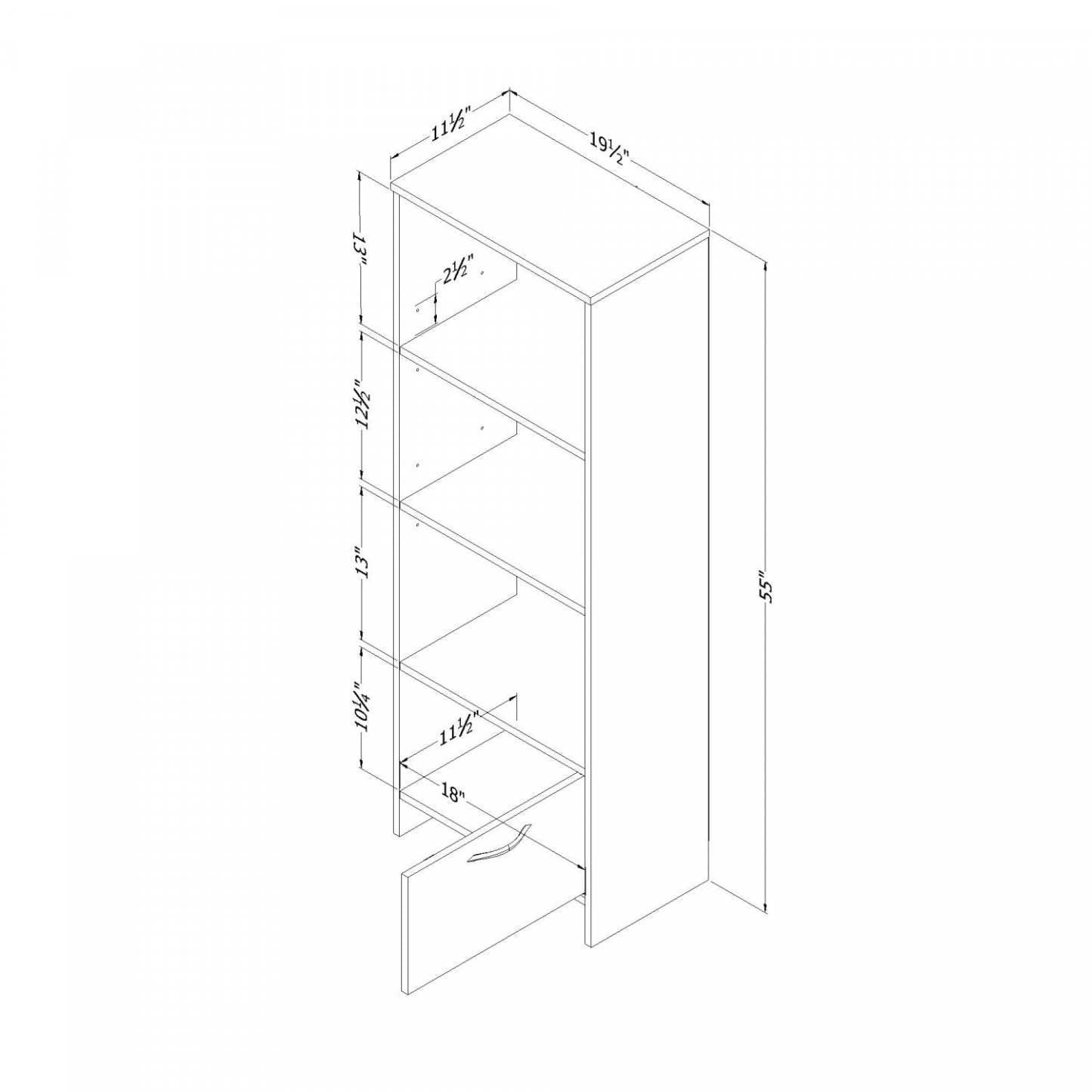 Step One Bibliothèque 3 Tablettes Avec Porte - Noir Pur