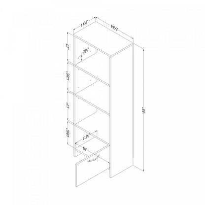 Step One Bibliothèque 3 Tablettes Avec Porte - Noir Pur