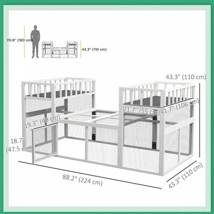 Pawhut Poulailler En Bois, 7,3' X 3,6', Design Combinable Avec Etageres De Rangement, Perchoirs Pour 2-4 Ch