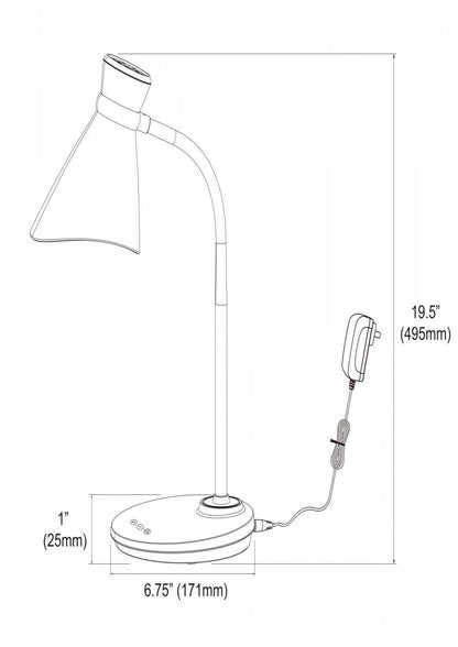 Lampe de table Dainolite finition argentée avec ampoule LED de 6 W