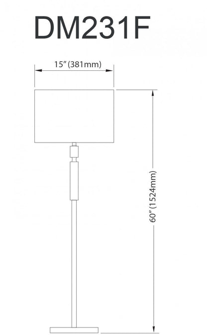 Lampe à pied Fernanda de Dainolite avec abat-jour blanc, fini noir mat et 2 ampoules
