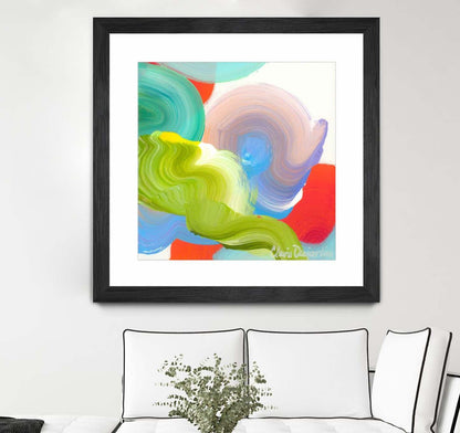 Vav 05 Matted and Framed Black 36x36 Wall Art|Œuvre d’art murale encadrée noire et mate « Vav 05 » 36 x 36