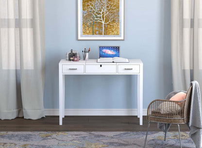 Table console 40" avec 2 tiroirs et 1 miroir rabattable - Blanc | Console de 40 po avec 2 tiroirs et 1 miroir rabattable - blanche