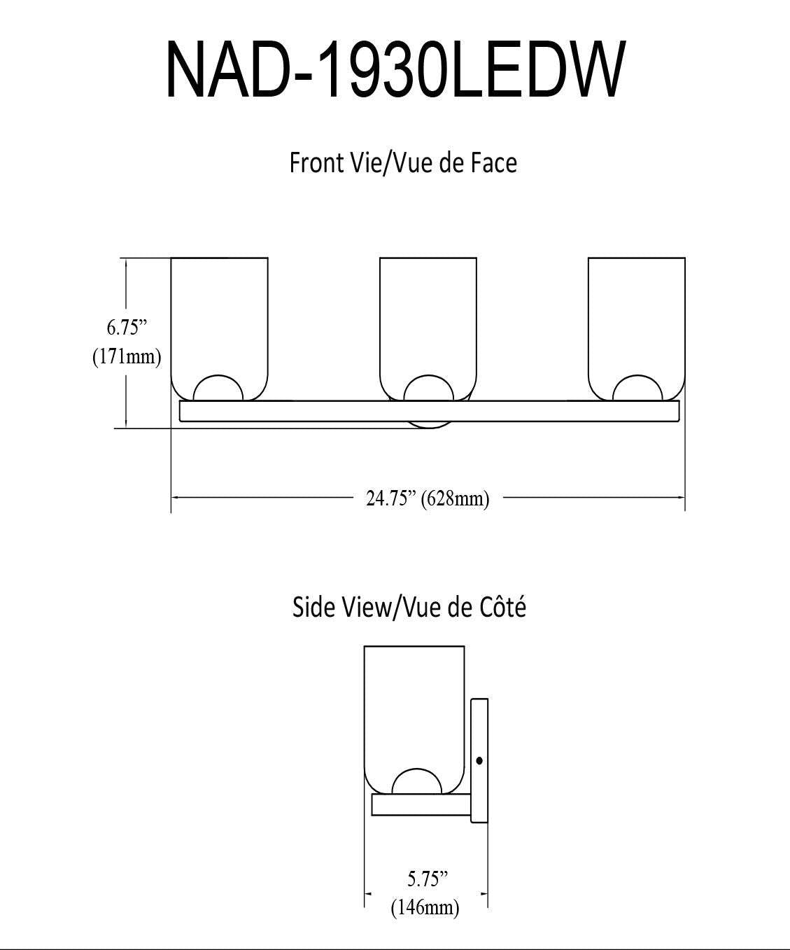 Dainolite Nadine LED Vanity 30w Aged Brass Clear Glass Lamp|Lumière de coiffeuse Nadine de Dainolite en verre transparent, avec fini laiton vieilli et ampoule à DEL de 30 W