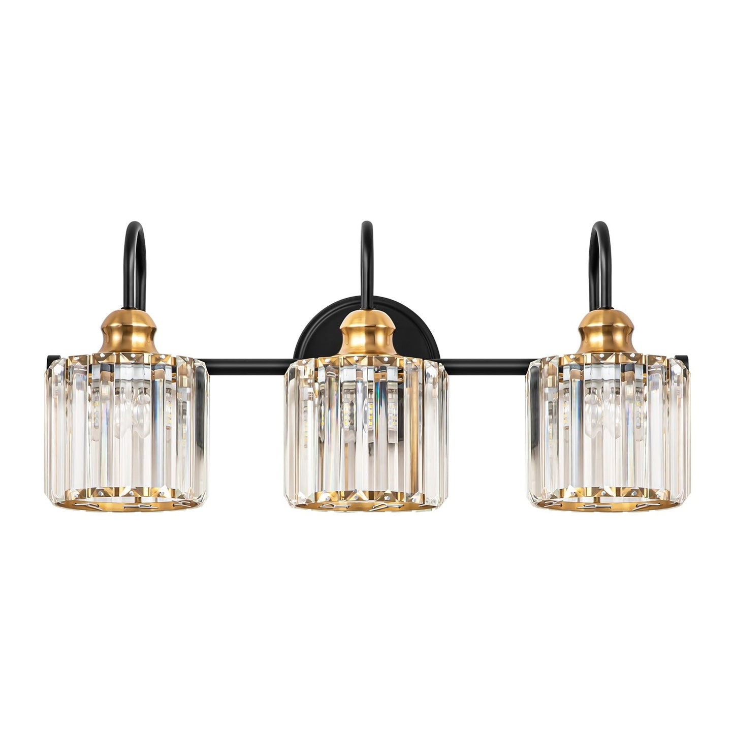 Applique murale moderne et glamour à 3/4 lumières, linéaire, à intensité variable, en cristal, au-dessus du miroir de salle de bain