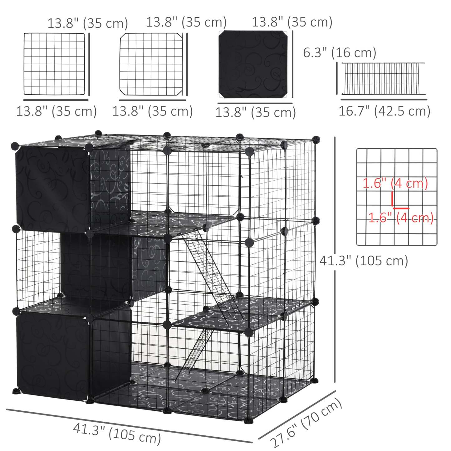 Pawhut Cage Pour Petits Animaux, Cage De Lapin Avec Porte, Parc Pour Cobaye, Clôture Pour Petit Animal Pour Lapin, Ch|Pawhut Cage Pour Petits Animaux, 56 Panneaux Cage De Lapin Pour Chiots Avec Tapis Antiderapants, Ram