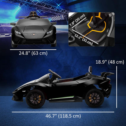 Qaba Voiture Electrique 12v Pour Enfants, Lamborghini Huracan Sous Licence, Voiture Pour Enfants Avec Télécommande