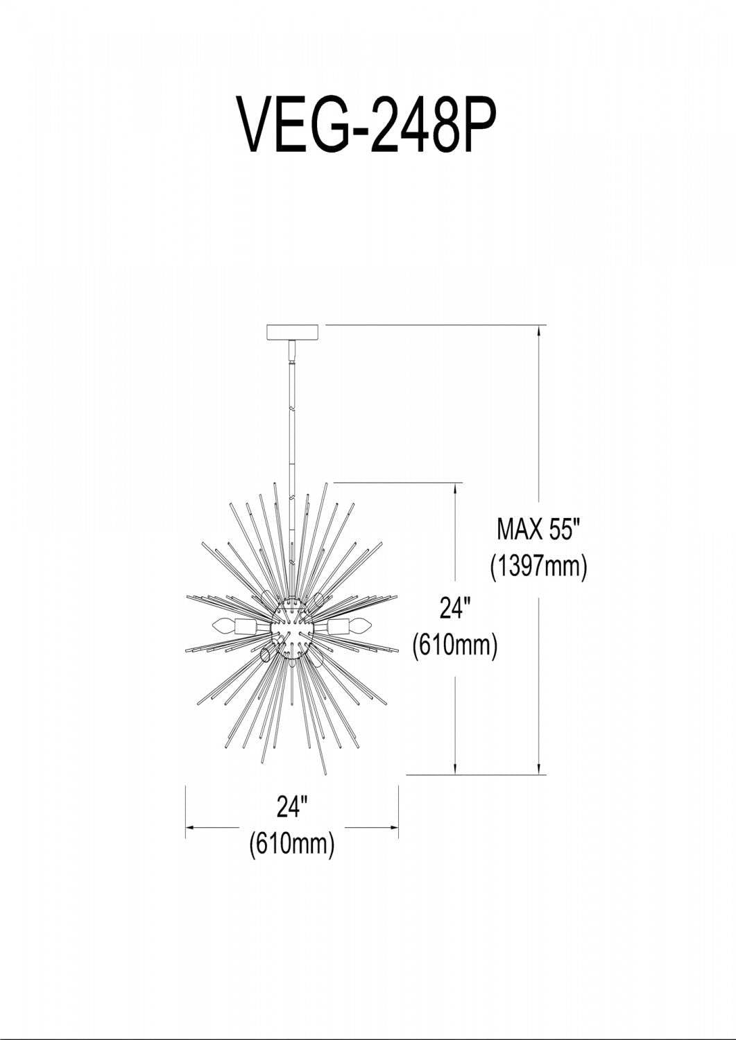 Dainolite Vega 8 Light Pendant Aged Brass/Vintage Bronze Finish Lamp|Luminaire suspendu Vega de Dainolite avec fini laiton vieilli et bronze rétro, et 8 ampoules