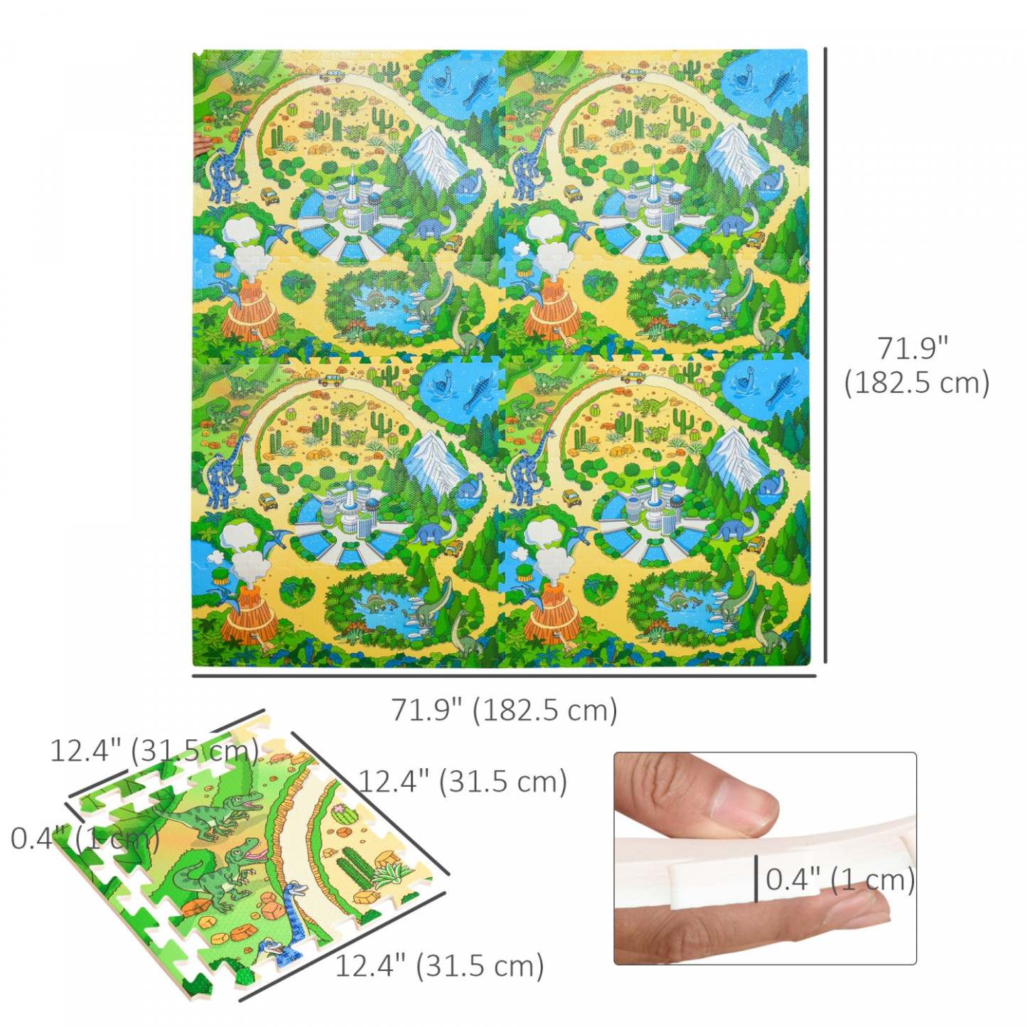 Qaba Kids Foam Puzzle Floor Tiles Tapis De Jeu Pour Tout-petits Pour Bebe 36pcs Apprentissage Anti-d