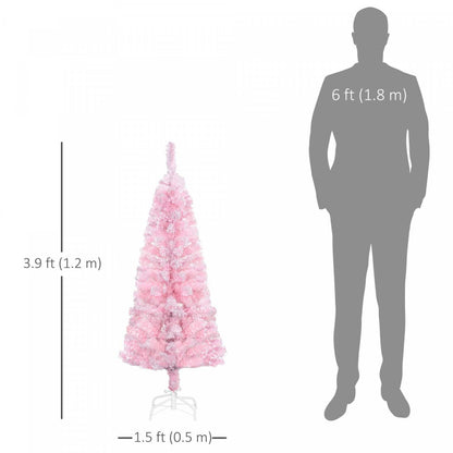 Homcom Sapin De Noël Artificiel Fin Floqué Avec Base En Acier, Rose