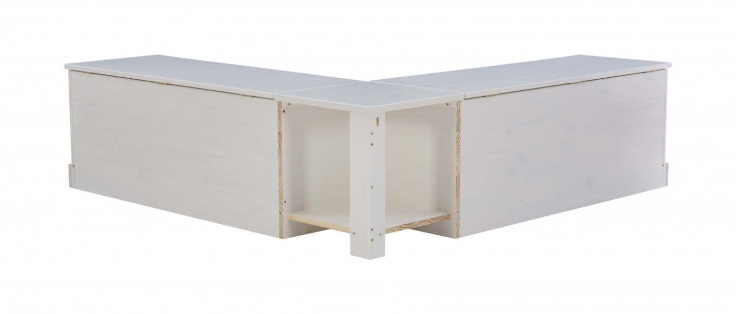 Tobin Dossier Corner Nook Dining Bench - Blanc|Banc de salle à manger en coin Tobin sans dossier - blanc