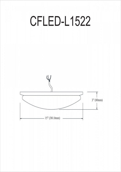 Dainolite Cfled Ceiling Flush Mount 15 Dia Polished Chrome Trim White Shade Lamp|Plafonnier affleuré Cfled de Dainolite de 15 po de diamètre, avec abat-jour blanc et bordure chromée polie