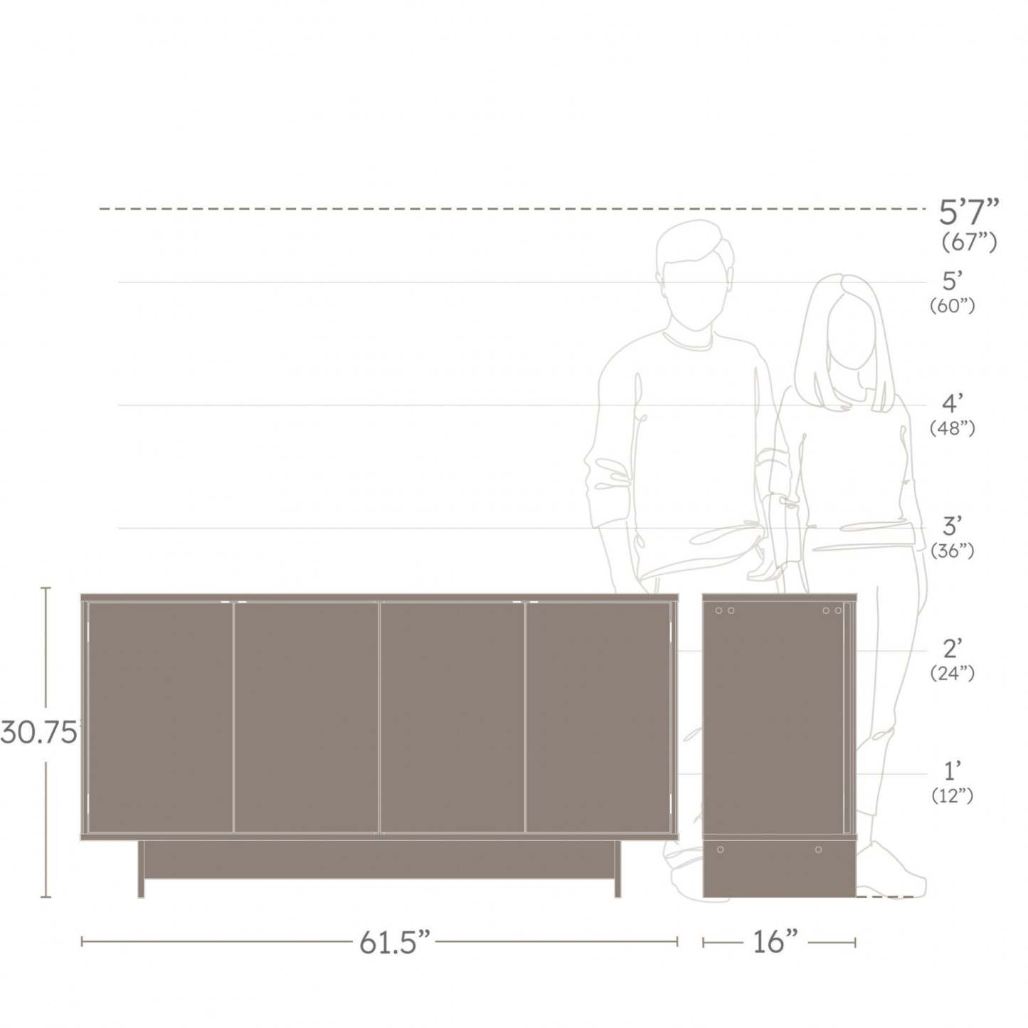 Buffet Buffet Finnley de Prepac - Chêne naturel|Desserte Finnley de Prepac - chêne naturel