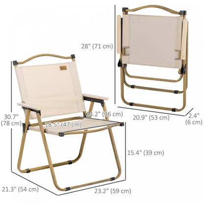 Outsunny Ensemble de 2 chaises de camping pliantes, fauteuils portables, kaki