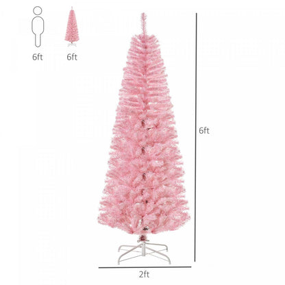 Homcom 6ft Pencil Artificial Christmas Tree With 618 Branch Tips|Homcom Sapin de Noël Artificiel en Forme de Crayon de 6 Pieds avec 618 Pointes de Branche
