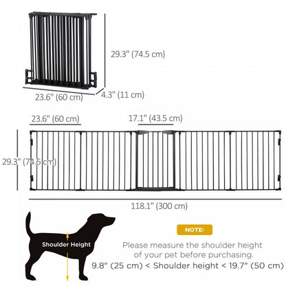 Pawhut Parc D'intérieur Pliable Pour Chien De Petite Et Moyenne Taille Avec Porte, 5 Panneaux, 2|Pawhut Dog Playpen Indoor, Pliable Pet Fence Puppy Pen For Small Medium Dogs With Door, 5 Panels, 29 D