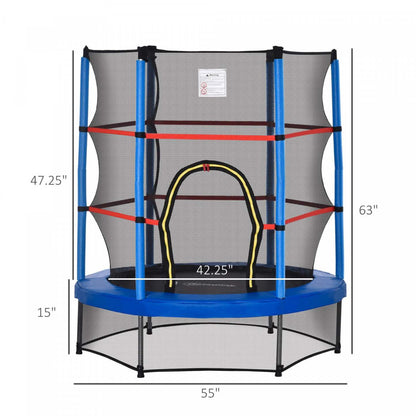 Outsunny Trampoline Φ55 Pour Enfants Avec Filet De Protection, Cadre En Acier, Intérieur Rond, Rebondisseur Âge 3 À