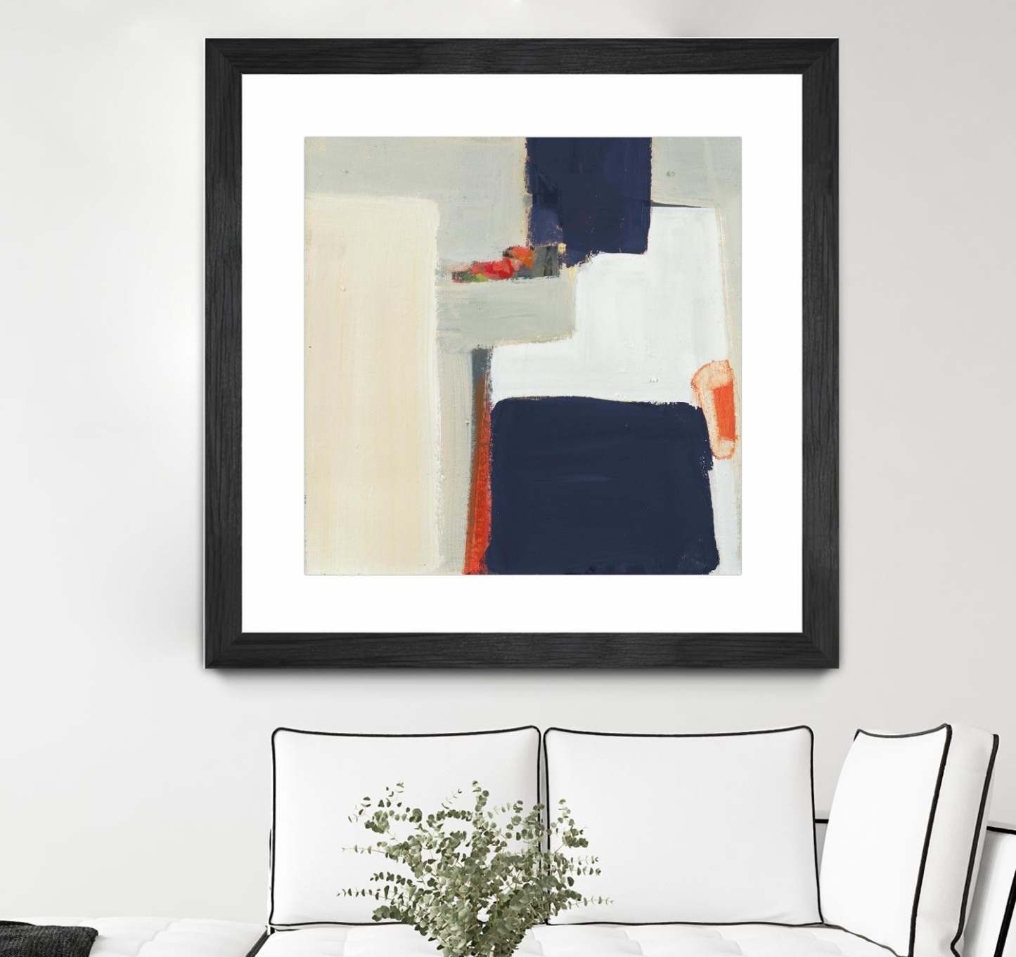 Œuvre d’art murale encadrée noire et mate « Bay Bridge V1 » 30 x 30