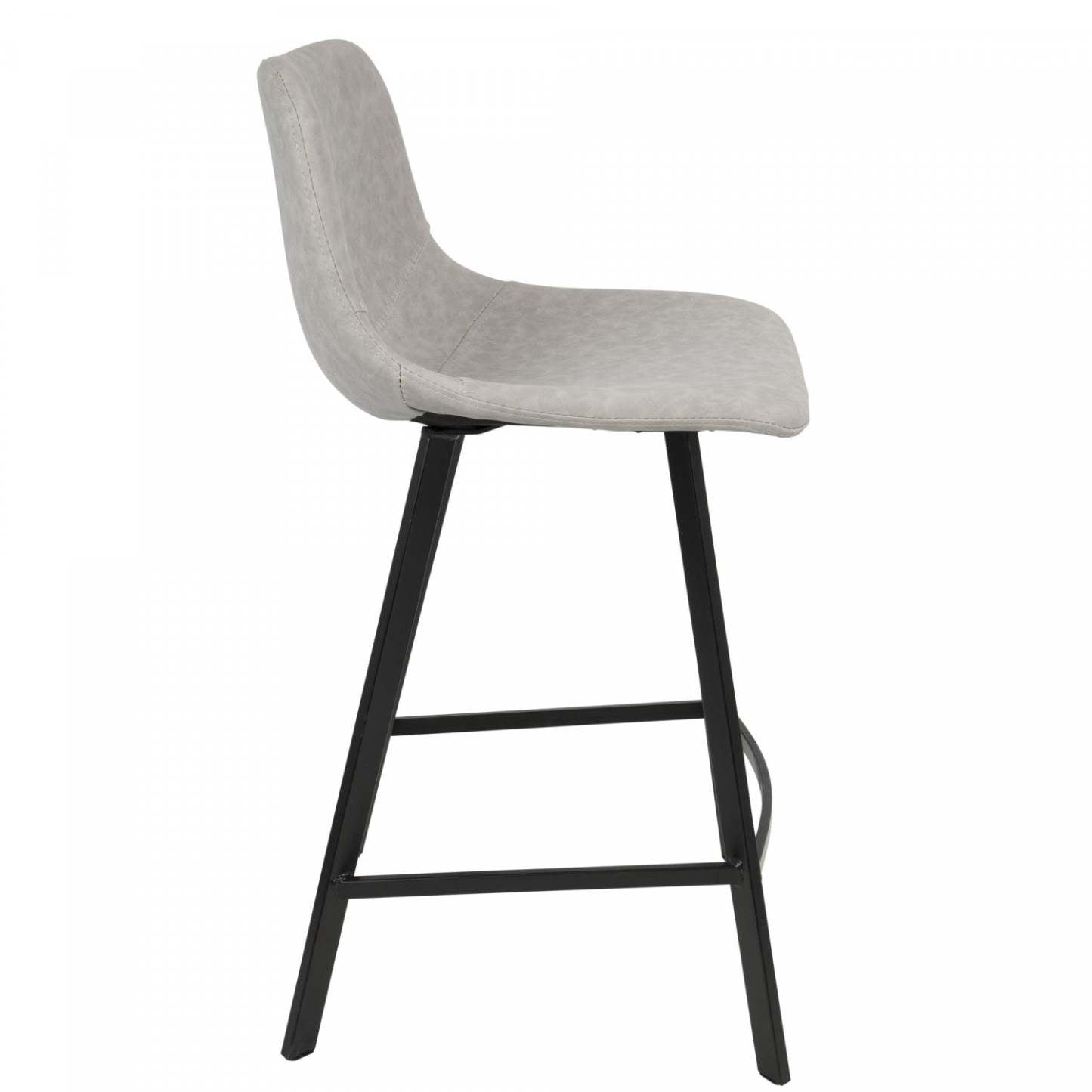 LumiSource Outlaw Grey Faux Leather Industrial Counter-Height Stool - Set of 2|Tabouret industriel Outlaw de hauteur comptoir en similicuir gris - ensemble de 2