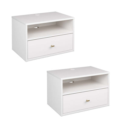 Etagère flottante avec tiroir - Blanc|Tablette flottante avec tiroir - blanche