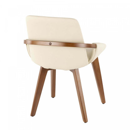 LumiSource Cosmo Faux Leather Mid-Century Dining Chair - Walnut/Cream|Chaise de salle à manger de style du milieu du 20e siècle Cosmo en similicuir - noyer et crème