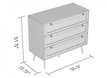 Commode de Rangement avec 3 Tiroirs – Aspect Bois Brun Naturel | Commode verticale de rangement avec 3 tiroirs - aspect de bois brun naturel